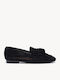 Μαύρα Suede Loafers Διάτρητο Σχέδιο Φουντάκια