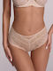 High-waisted Women's Slip with Lace Beige