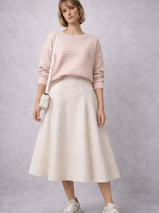 Denim Midi Rock Ecru