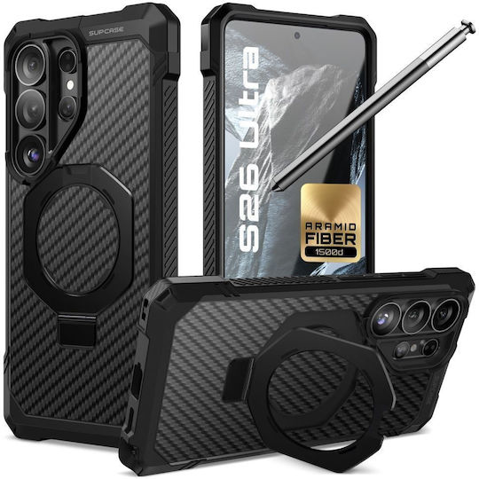 Supcase Unicorn Beetle Grip Mag Back Cover Aramid Fiber Silicone Plastic Black for Galaxy S26 Ultra