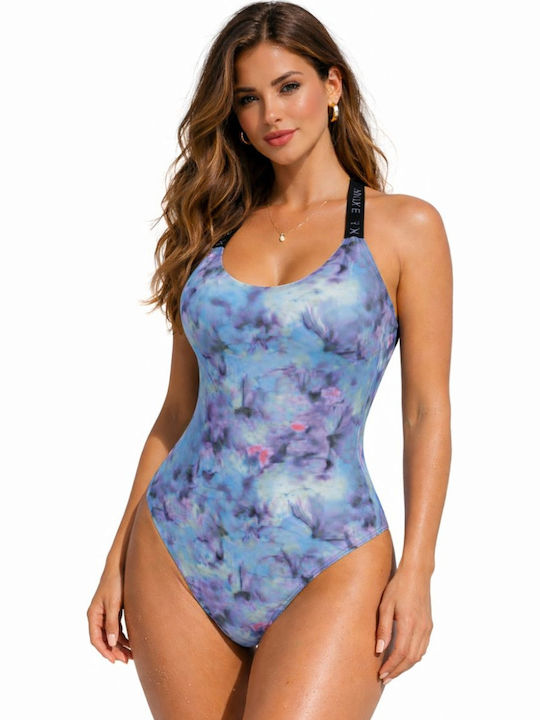 Premium Allprint Activewear Swimsuit Blue