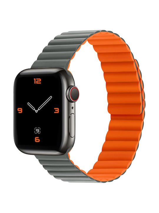 Xo Каишка Apple Watch 38 40 41mm Силикон Магнитна Сиво-Оранжево