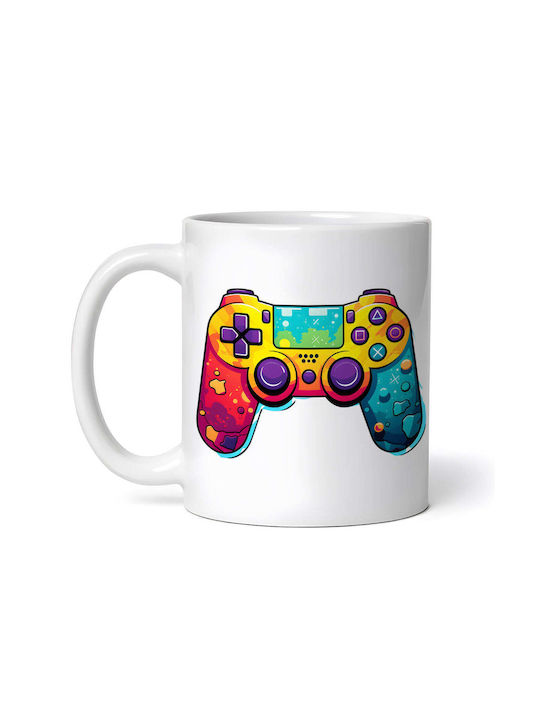 Colorful Playstation Joystick Чаша Керамично Бяла 330мл