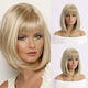 Women's Synthetic Blonde Straight Bob Wig with Bangs