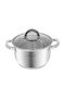 Cheffinger Тенджера От Неръждаема Стомана Стъклен Капак 18см 2.9л Съвместима С Индукция Сребриста