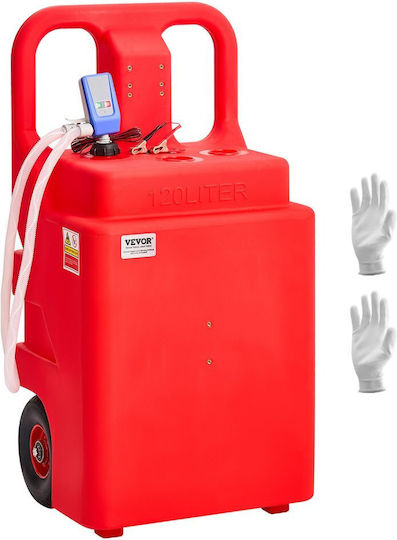 Vevor Canistră de Combustibil 32 Galoane Rezervor Portabil de Combustibil Pompă Electrică de Transfer Combustibil 12V DC 2,5 GPM Furtun Flexibil de 4 Picioare Duza cu Senzor de Oprire Automată Adaptoare Rezervor Potrivit pentru Motorină Benzină Roșie