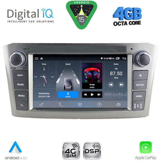 Digital IQ Ηχοσύστημα Αυτοκινήτου για Toyota Avensis 2003-2009 (Bluetooth/USB/WiFi/GPS/Apple-Carplay/Android-Auto) με Οθόνη Αφής 7"