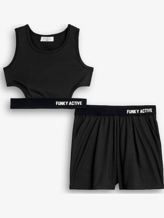 Kinder-Set mit Shorts Sommer 2Stück Schwarz