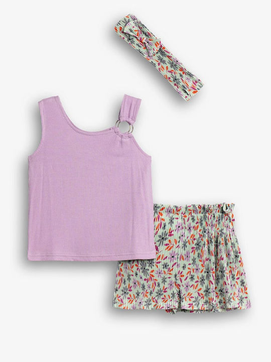 Funky Kids Set With Lilac Shorts 2 Pieces