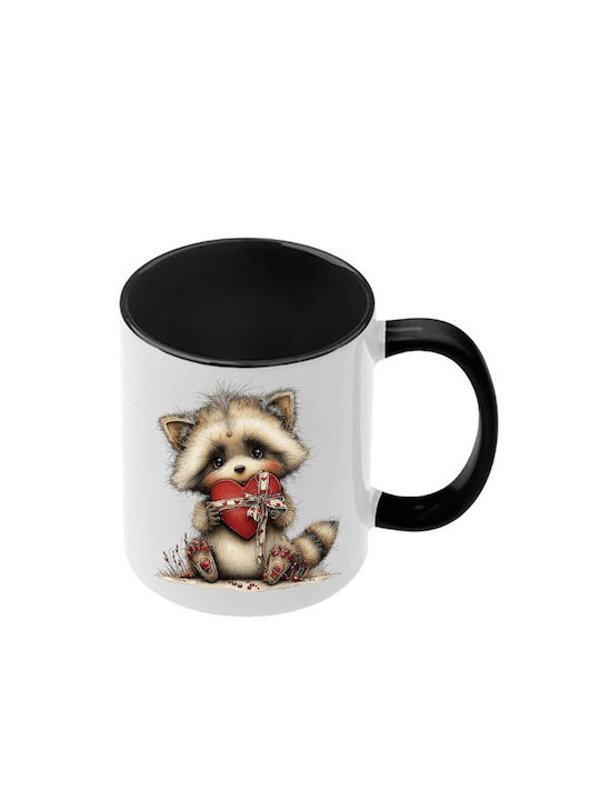 Κούπα Αγίου Βαλεντίνου Cute Animal Μαύρη Λαβή Ε...