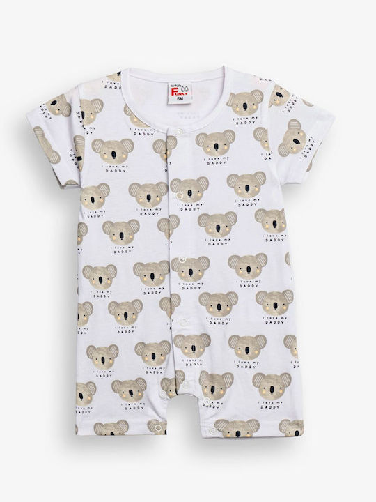 Funky Baby Bodysuit Short-Sleeved White