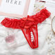 Lace Pearl Open Thong Red Os