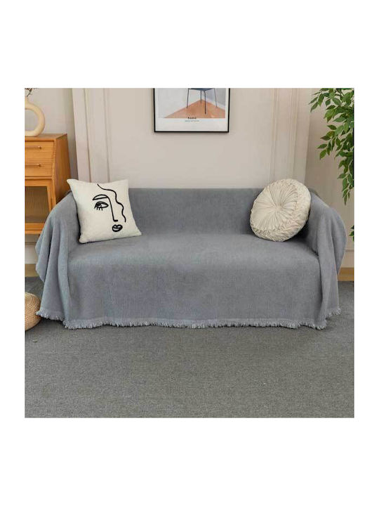 SpitiBazaar Σετ Ριχτάρια 3τμχ Chenille Γκρι Σκούρο