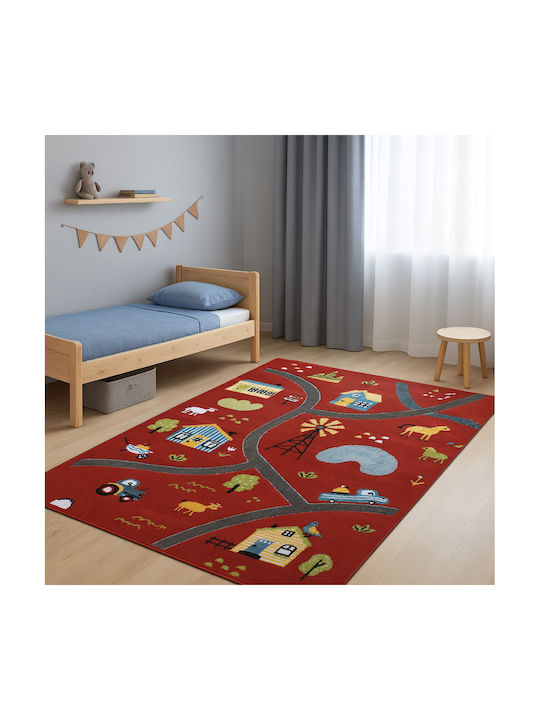 Saray Home 3d Farm Adventure Παιδικό Χαλί Κόκκινο 200x250cm
