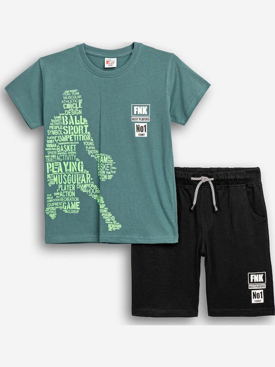 Funky Kids' Set with Shorts Summer 2pcs Black Funky Kids' Set with Shorts Summer 2pcs Black