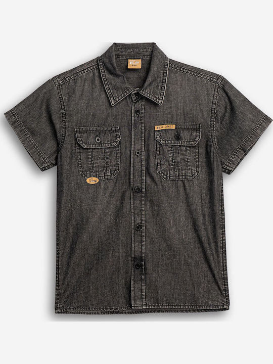 Kids Shirt Short Sleeve Denim Black