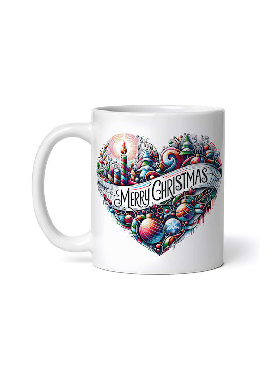 Marry Christmas Heart Liza Ornament de masă de Crăciun Cană Alb