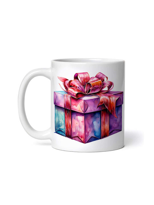 New Year's Eve Invitation Multicolored Gift Box Ornament de masă de Crăciun Cană Alb