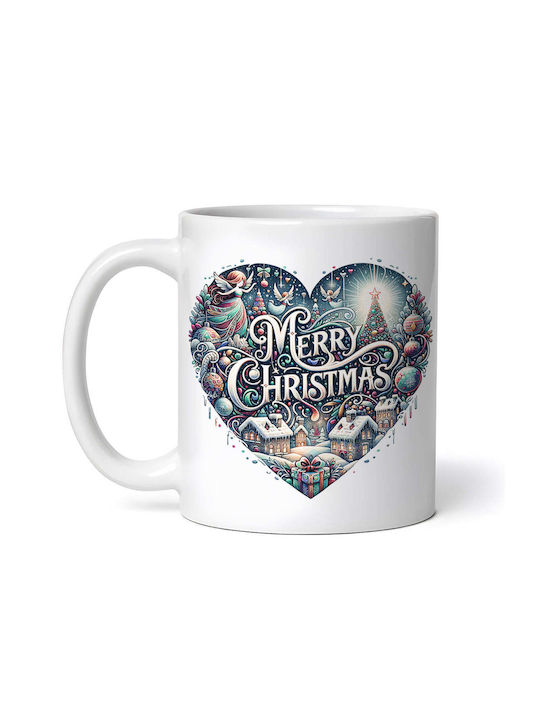 Marry Christmas Heart Irma Ornament de masă de Crăciun Cană Alb