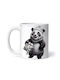 Happy Panda Bear With Gift Ornament de masă de Crăciun Cană Alb