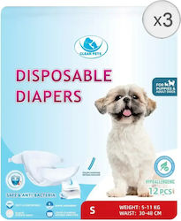 3 X 12 Bucăți Clean Pets Scutece Femelă Câini De Talie Mică S 30-48 Cm 3 X 12 Bucăți Clean Pets Scutece Femelă Câini De Talie Mică S 30-48 Cm