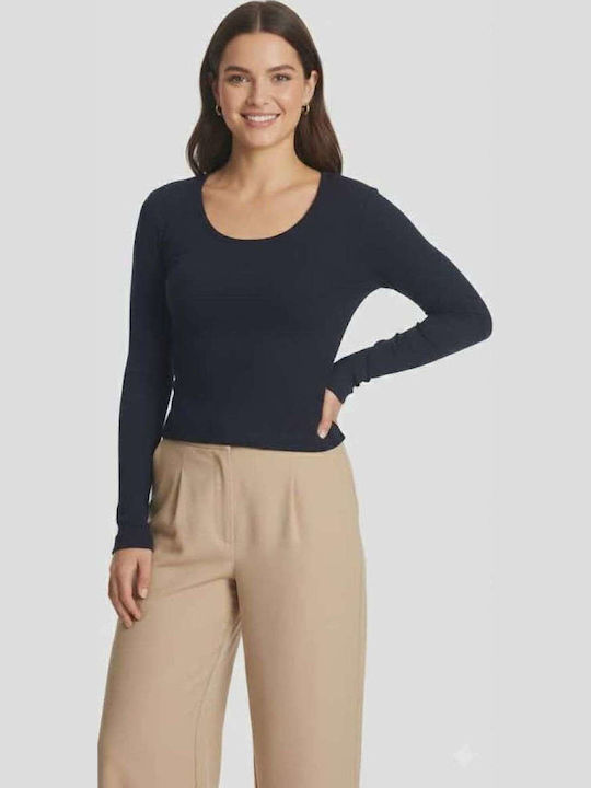 Paco & Co Γυναικείο Crop Top Βαμβακερό Μακρυμάν...