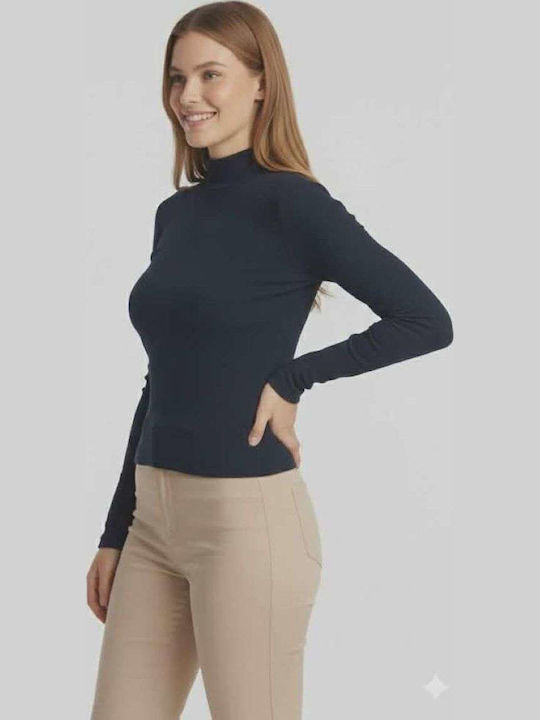 Paco & Co Women's Cotton Long Sleeve Crop Top Navy