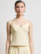 Women's Crop Top with Straps & Zipper Yellow