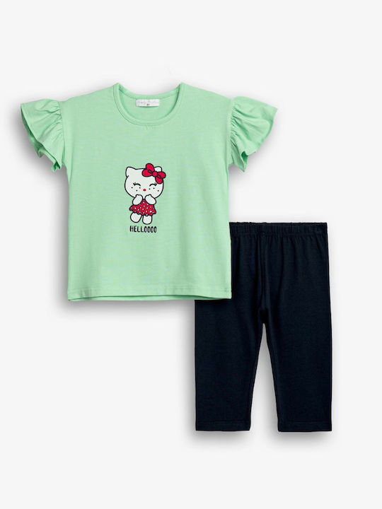 Funky Kids' Set with Leggings Summer 2pcs Green