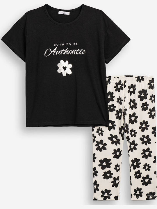 Funky Kinderbekleidungsset mit Leggings Schwarz 2 Stück Funky Kinderbekleidungsset mit Leggings Schwarz 2 Stück