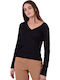 Women's Sweater with V Neckline Black