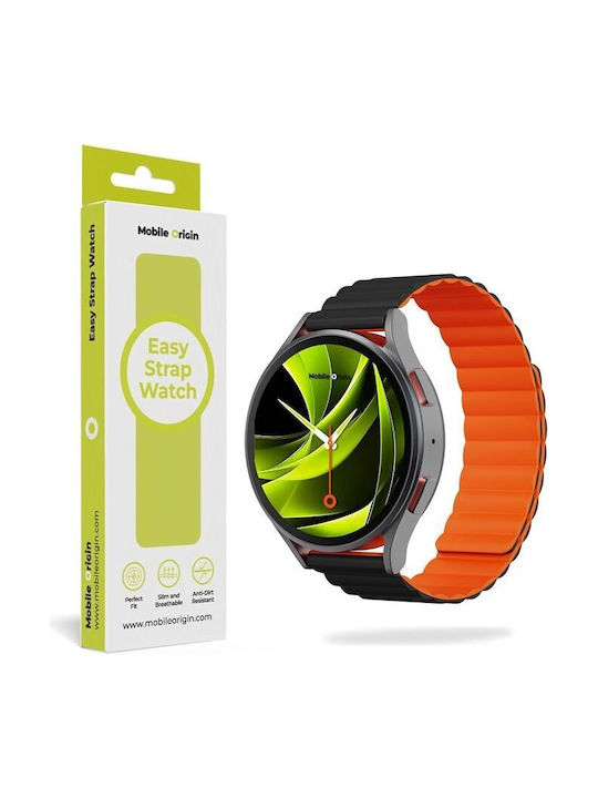 Mobile Origin Easy Strap Magnetic Watch 20mm Black Orange Mo-esm20-blk-org
