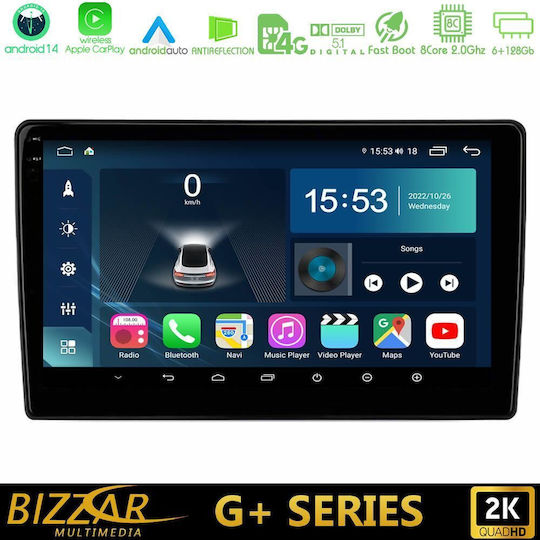 Bizzar Auto-Audiosystem für Fiat Panda 2003-2012 (Bluetooth/USB/WiFi/GPS/Apple-Carplay/Android-Auto) mit Touchscreen 9"
