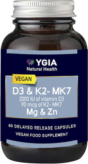 Ygia D3 & K2-MK7 600mg Supplement for Healthy Hair and Skin 60 Vegetable Capsules
