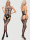 Open Sexy Bodystocking Garter Model Design Black