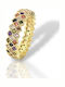 Mentzos Ring with Stones made of Silver Gold Plated