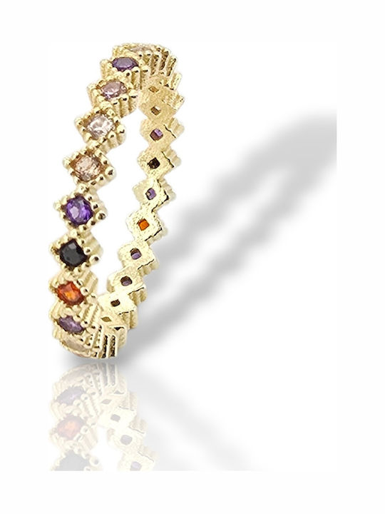 Mentzos Ring with Stones made of Silver Gold Plated