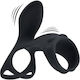 Vibrating Silicone Cock Ball Ring Shaft Loop Black