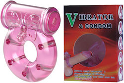 Vibrating Cock Ring & Condom Set Pink
