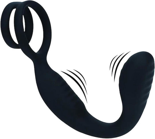 Inele Pentru Penis Negru Din Silicon Cu Vibrație Pentru Prostată Și Testicule