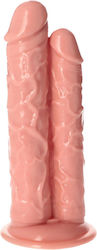 Toyz4lovers Dildo Διπλό Dildo με Βεντούζα Flesh