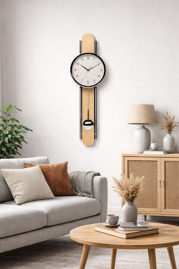 Galifas Wall Clock Wooden With Pendulum 24x75cm