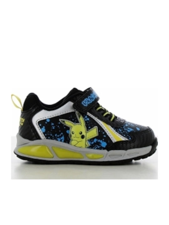 Pokémon Pikachu Kinder Sneakers Anatomisch mit Klettverschluss & Lichtern Schwarz