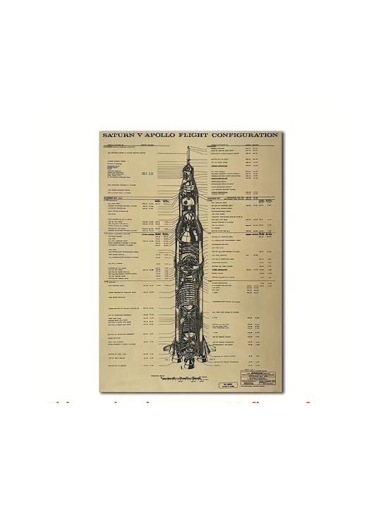 Afiș Vintage Rachetă Saturn V 50 × 35.5 Cm