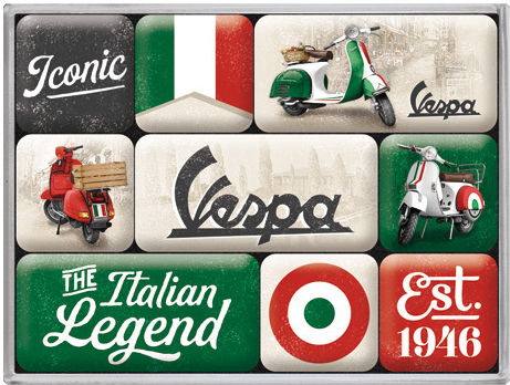 Nostalgic Μεταλλικά Μαγνητάκια Σετ 9 Τεμαχίων Vespa Italian Legend