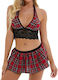 School Girl Costume Sexy Outfit Red