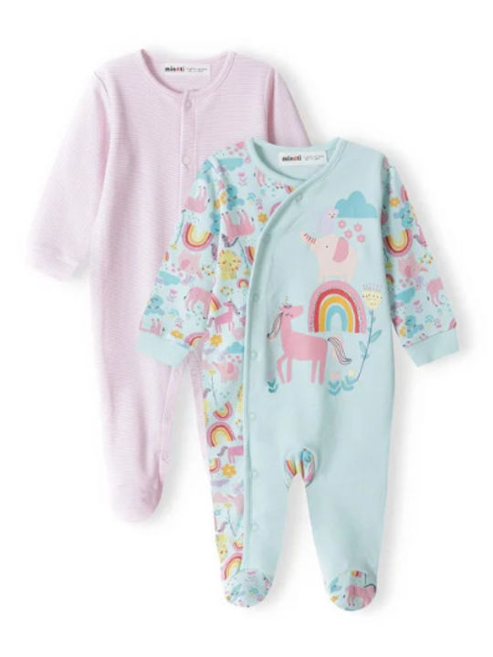 Minoti Set Babystrampler Pink/Light Blue 2Stück