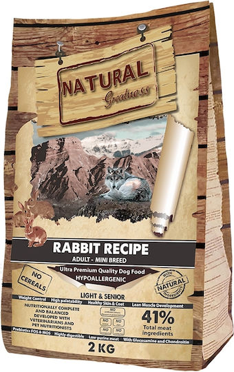 Natural Greatness Recipe 2kg Dry Food for Adult Neutered Small & Medium Breed Dogs with Rabbit, Rabbit, Meat, Potatoes, Pork, Salmon, Apple, Vegetables and Pumpkin