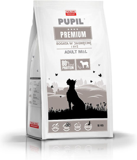 PUPIL PREMIUM 12kg Hrană Uscată pentru Câini de Rase Medii & Mari cu Miel și Orez