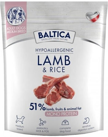 Baltica 1kg Trockenfutter für Hunde mittlerer Rassen mit Lamm und Reis